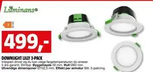 Bauhaus DOWNLIGHT LILLY 3-PACK tilbud