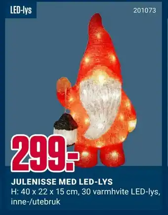 Europris Julenisse med led-lys tilbud