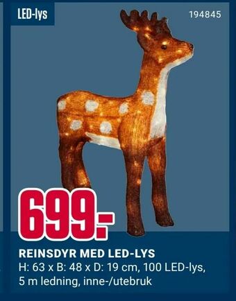 Europris Reinsdyr med led-lys tilbud