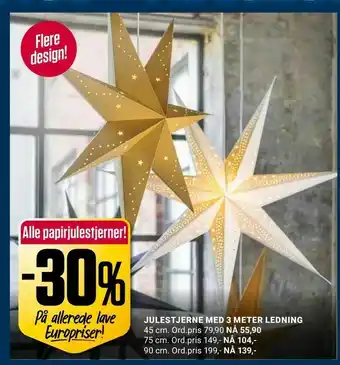 Europris Julestjerne med 3 meter ledning tilbud
