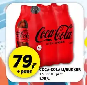 Bunnpris COCA-COLA U/SUKKER tilbud