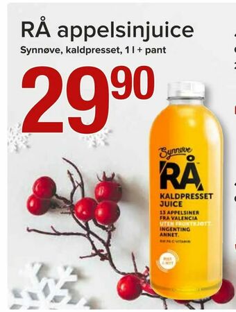Spar RÅ appelsinjuice tilbud