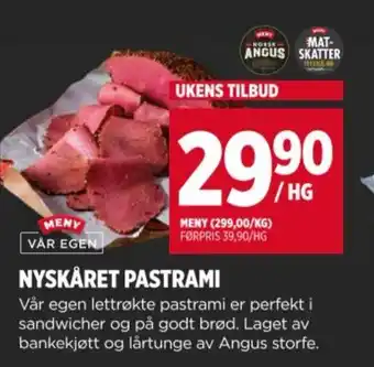 Meny Nyskåret pastrami tilbud