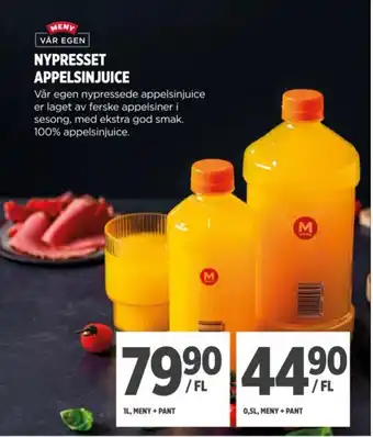 Meny Nypresset appelsinjuice tilbud