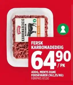 Meny FERSK KARBONADEDEIG tilbud