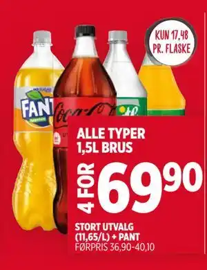 Meny ALLE TYPER 1,5L BRUS tilbud