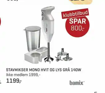 Jernia Stavmikser mono hvit og lys grå 140w tilbud