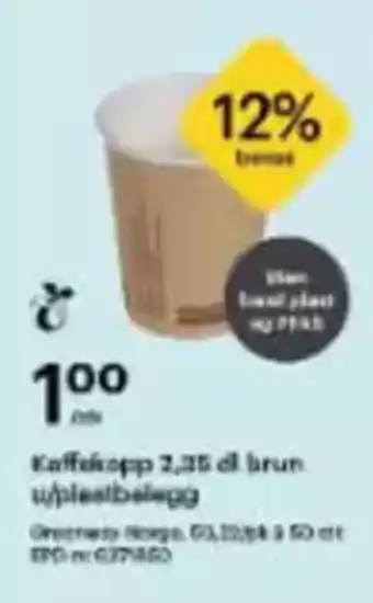 Storcash Kaffekropp 2,35 dl brun u/pleatbalegg tilbud