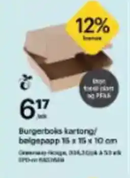 Storcash Burgerboks kartong/ balgepapp 15 x 15 x 10 cm tilbud