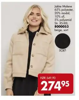 Sparkjøp Jakke Malene 65% polyester, 20% modal, 10% ull, tilbud