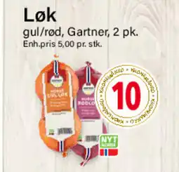 Nærbutikken Løk gul/rød, Gartner, 2 pk. tilbud