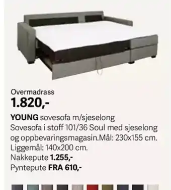 Walther Kristiansen YOUNG sovesofa m/sjeselong tilbud