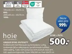 JYSK UNIQUE DYNE-/PUTESETT tilbud