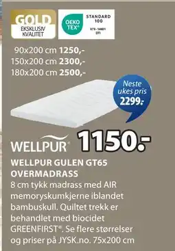 JYSK WELLPUR GULEN GT65 OVERMADRASS tilbud