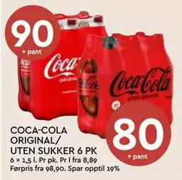 Coop Mega COCA-COLA ORIGINAL/ UTEN SUKKER 6 PK tilbud