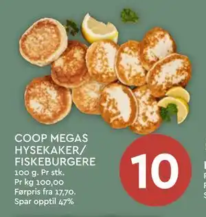 Coop Mega COOP MEGAS HYSEKAKER/ FISKEBURGERE tilbud