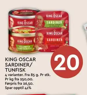 Coop Mega KING OSCAR SARDINER/ TUNFISK tilbud