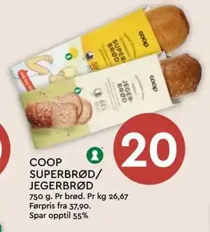 Coop Mega COOP SUPERBRØD/ JEGERBRØD tilbud