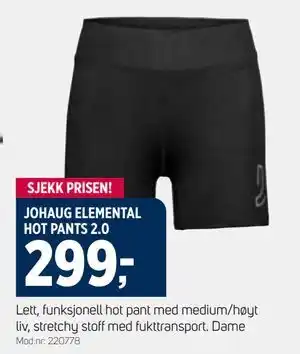 Sport 1 SJEKK PRISEN! JOHAUG ELEMENTAL HOT PANTS 2.0 tilbud