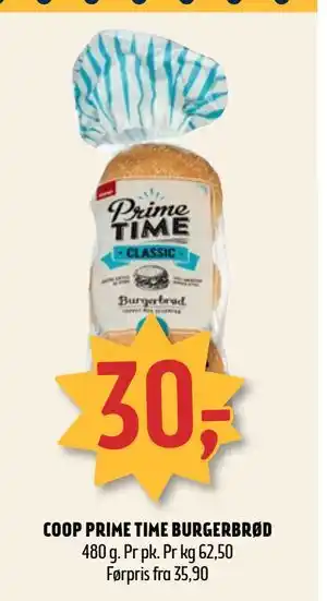 Coop Prix COOP PRIME TIME BURGERBRØD tilbud