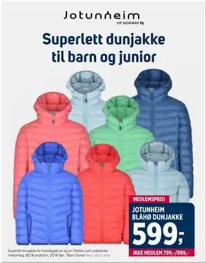 Sport 1 JOTUNHEIM BLÅHØ DUNJAKKE tilbud