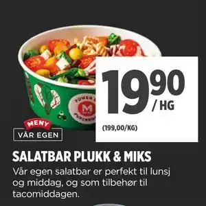 Meny SALATBAR PLUKK & MIKS tilbud