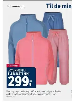 Sport 1 JOTUNHEIM LII FLEECESETT MINI tilbud