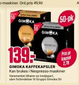 Europris GIMOKA KAFFEBØNNER Armonioso/Aroma Classico/Espresso tilbud