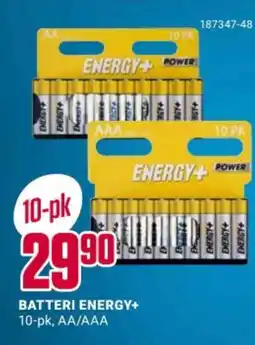 Europris Batteri energy+ 10-pk, aa/aaa tilbud