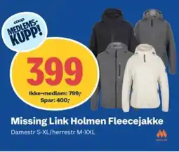 Coop Obs Missing Link Holmen Fleecejakke tilbud