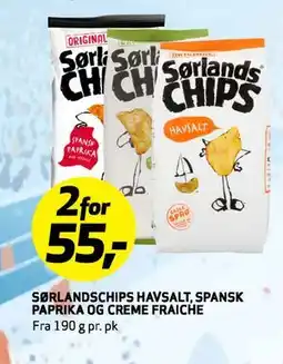 Bunnpris Sørlandschips Havsalt, Spansk Paprika og Creme Fraiche tilbud