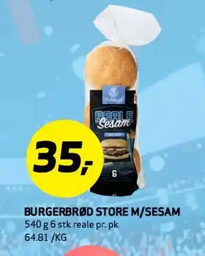 Bunnpris BURGERBRØD STORE M/SESAM tilbud