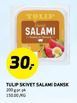 Bunnpris TULIP SKIVET SALAMI DANSK tilbud