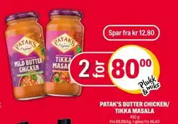 Coop Extra PATAK’S BUTTER CHICKEN/ TIKKA MASALA tilbud