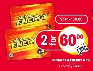 Coop Extra NIDAR NEW ENERGY 4 PK tilbud