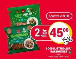 Coop Extra COOP KJØTTBOLLER/ KARBONADER tilbud