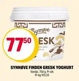 Coop Extra SYNNØVE FINDEN GRESK YOGHURT tilbud