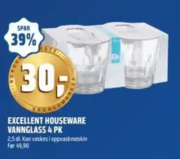 Coop Obs Excellent houseware vannglass 4 pk tilbud