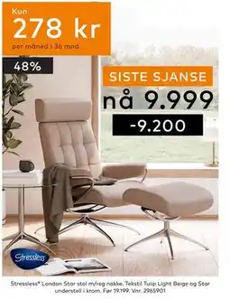 Skeidar Stressless London Star stol m/reg nakke tilbud