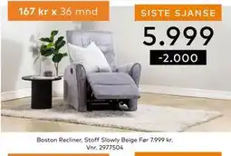 Skeidar Boston Recliner tilbud