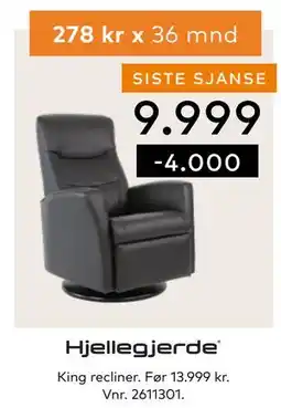 Skeidar King recliner tilbud