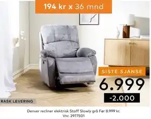 Skeidar Denver recliner elektrisk tilbud