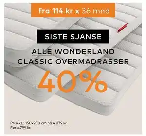 Skeidar WONDERLAND CLASSIC OVERMADRASSER tilbud