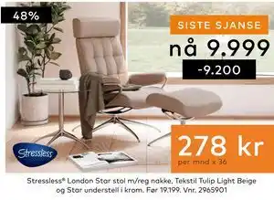 Skeidar Stressless London Star stol m/reg nakke tilbud