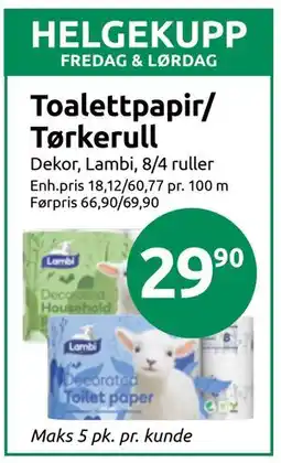 Joker Toalettpapir/ Tørkerull tilbud