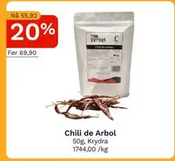 Oda Chili de Arbol tilbud