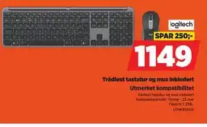 POWER Trådløst tastatur og mus inkludert tilbud