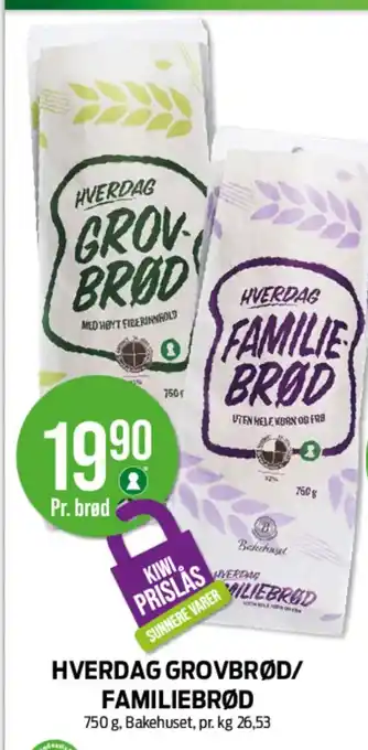 Kiwi Hverdag grovbrød/ familiebrød tilbud