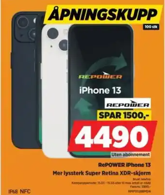 POWER REPOWER iPhone 13 Mer lyssterk Super Retina XDR-skjerm tilbud