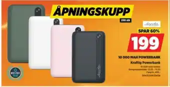 POWER 10 000 MAH POWERBANK Kraftig Powerbank tilbud